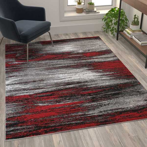 Flash Furniture Red 5x7 Abstract Area Rug ACD-RGTRZ863-57-RD-GG